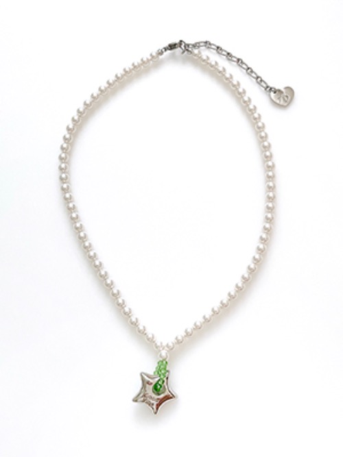 Good Vibe Star Pearl Necklace Green