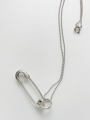 Big Safety Pin 925 silver Necklace