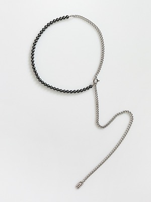 Black Pearl Chain Drop Necklace