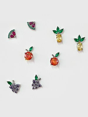 [클리어런스50%] Fruits Crystal Earring 4SET