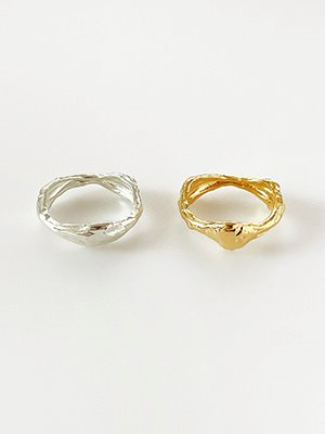 [925silver] Ugly Wave Ring 2color