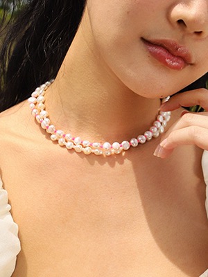 Summer Pebble Pearl Necklace 2color