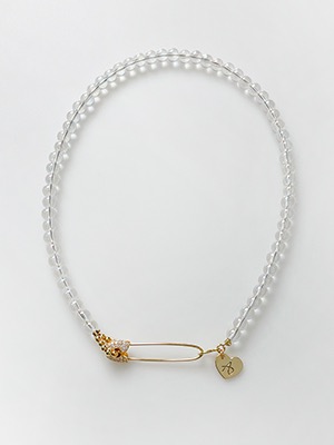 Safety pin Quartz Necklace Gold