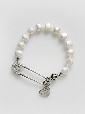 Safety Pin Pebble Pearl Bracelet 2color