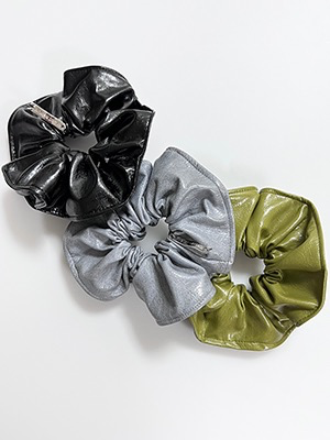 Crinkle Leather Scrunchie 3color