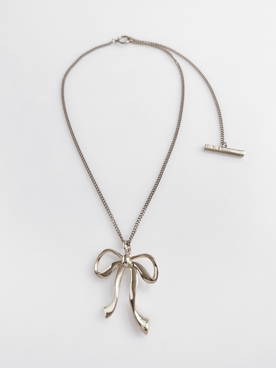 Big Bow Toggle Necklace /Silver