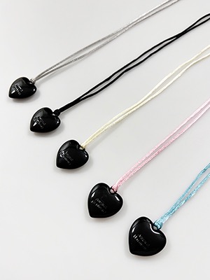 Black Large Heart Pastel String Necklace / 5color