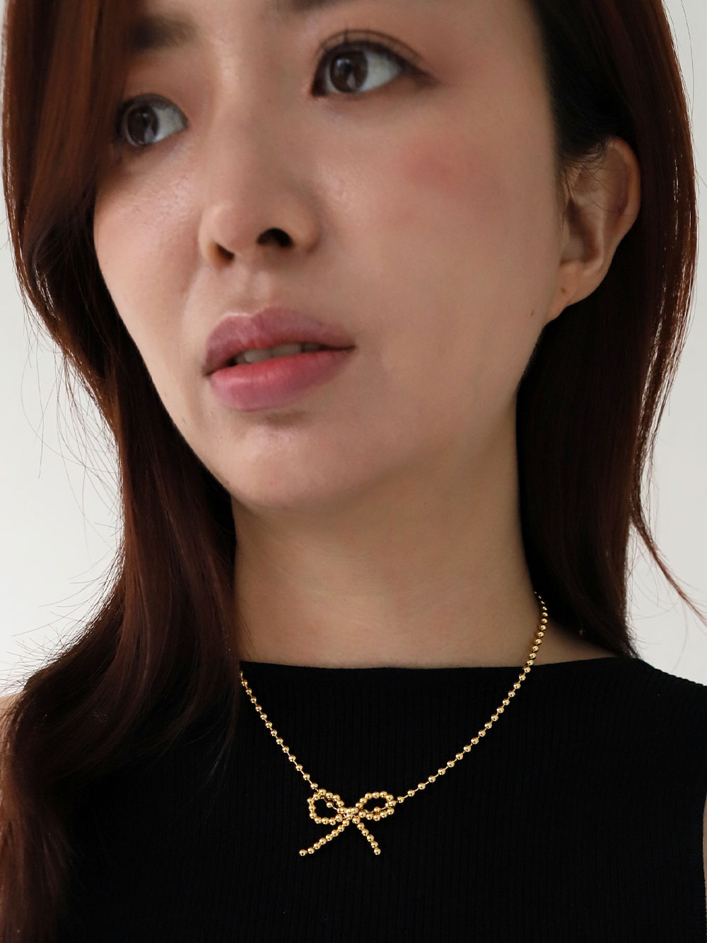 Ball chain Bow Necklace / 2color