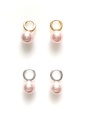 [리퍼브50%] Rose Pink Pearl Hoop Earring 2color