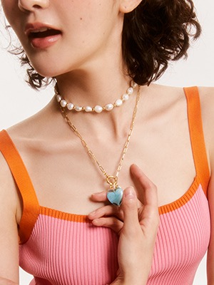 Blue Milk Heart Necklace