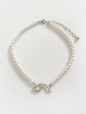 Rainbow Cloud Pearl Necklace Silver