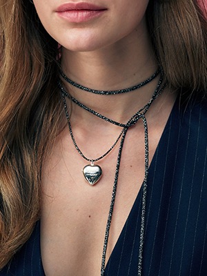 [일시품절] 92.5% String Heart Locket Necklace / 2color