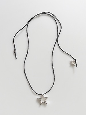 92.5% Silver Starry String Necklace / Black